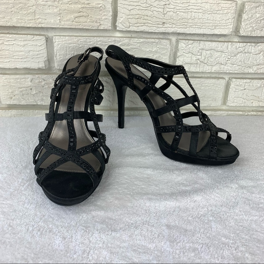 Audrey Brooke Open Toe Heels Black Size 9 1/2